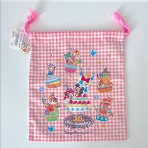 NWT Tokyo Disneyland 20th Anniversary Limited Mickey Mouse Drawstring Bag
